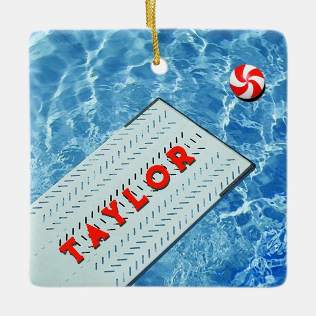 Personalised Swimming Diving Holiday Gifts Ceramic Ceramic Ornament (Front)