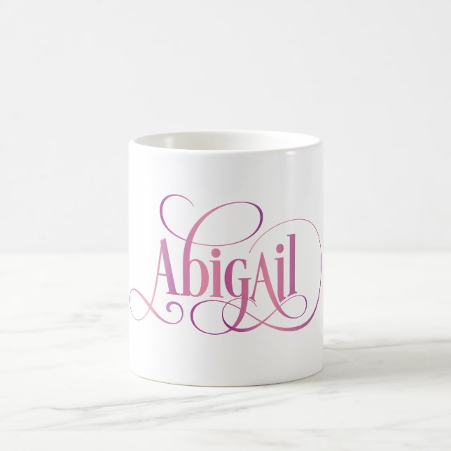 Personalised Swirly Script Abigail Pink Coffee Mug (Center)