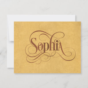 Personalised Swirly Script Sophia Natural Kraft Invitation