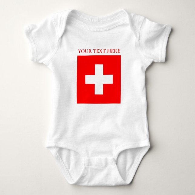 Personalised Switzerland Flag Schweiz Swiss Europe Baby Bodysuit (Front)
