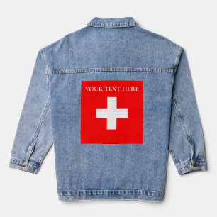 Personalised Switzerland Flag Schweiz Swiss Europe Denim Jacket