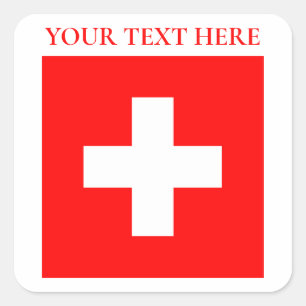 Personalised Switzerland Flag Schweiz Swiss Europe Square Sticker