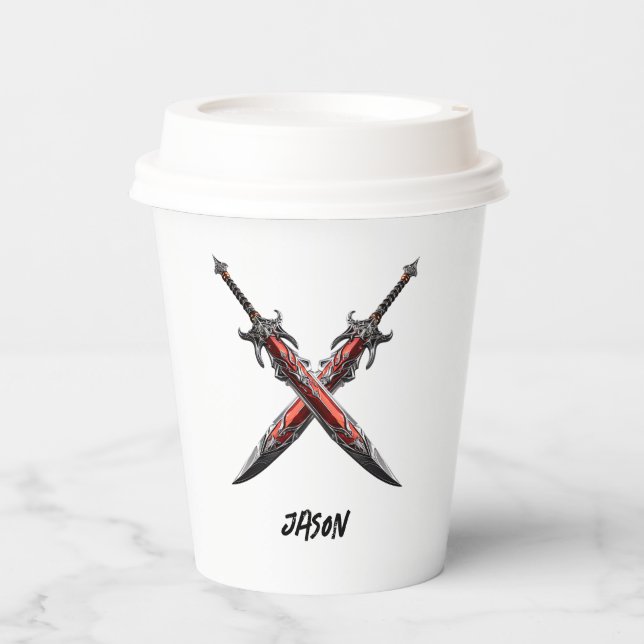 Personalised Sword Birthday Party  Paper Cups (Front)