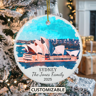 Personalised Sydney Ornament, Australia Ceramic Tree Decoration