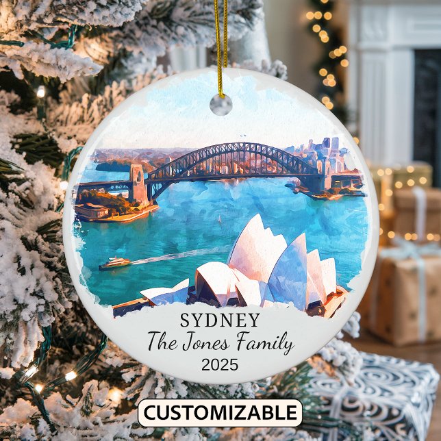 Personalised Sydney Ornament, Australia Gift Ceramic Tree Decoration (Creator Uploaded)