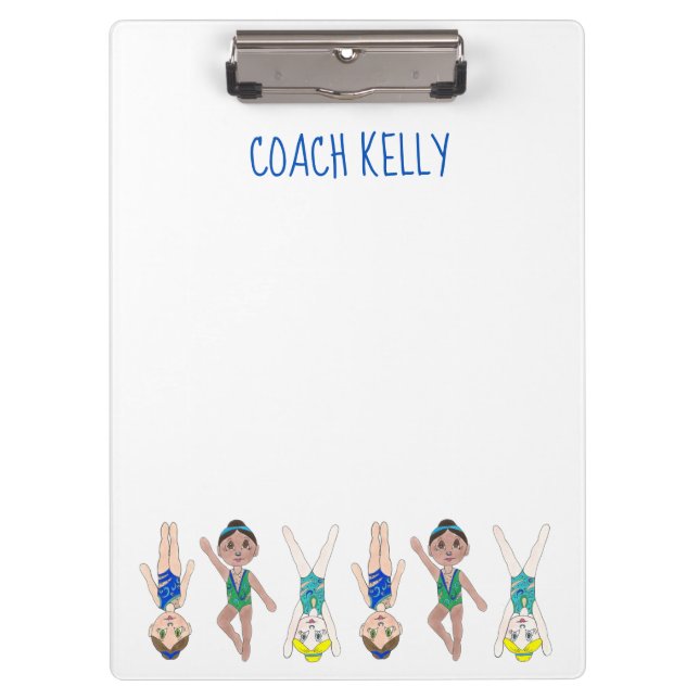 Personalised Synchro Synchronised Swim Coach Gift Clipboard (Front)