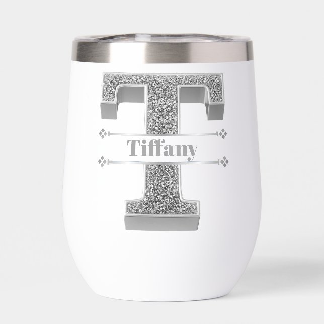Personalised T Initial Silver Monogram Your Name (Back)