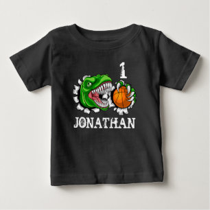 Personalised T-Rex Basketball 1st Birthday Dino Baby T-Shirt