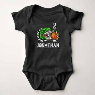 Personalised T-Rex Basketball 2nd Birthday Dino Baby Bodysuit