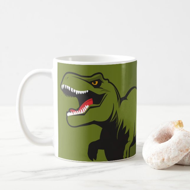 Personalised T-Rex Coffee Mug (With Donut)