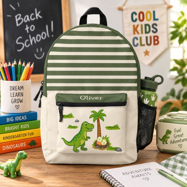 Personalised T-Rex Cute Dinosaur School Printed Backpack (Creator Uploaded)