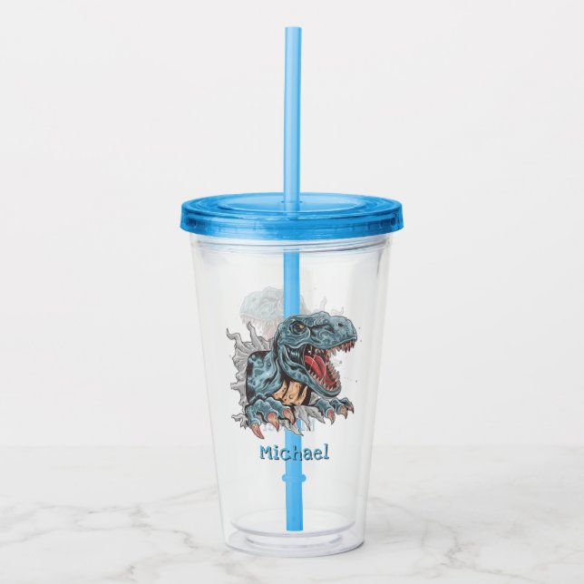 Personalised T-Rex Dinosaur Acrylic Tumbler (Front)