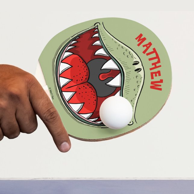 Personalised T-rex Dinosaur Mouth Kids Cartoon Ping Pong Paddle (Personalized T-rex Dinosaur Mouth Kids Cartoon Ping Pong Paddle)