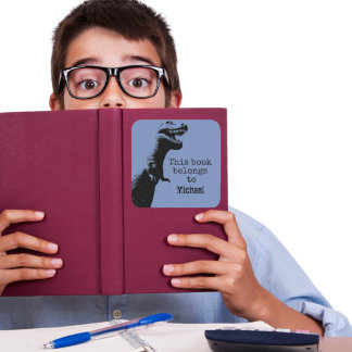 Personalised T-Rex This book belongs to Square Sticker