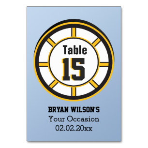 Personalised table numbers ice hockey theme