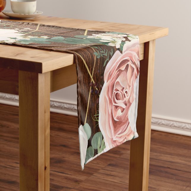 Personalised Table Runner Geometric Garden Rose (In Situ)