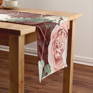 Personalised Table Runner Geometric Garden Wine
