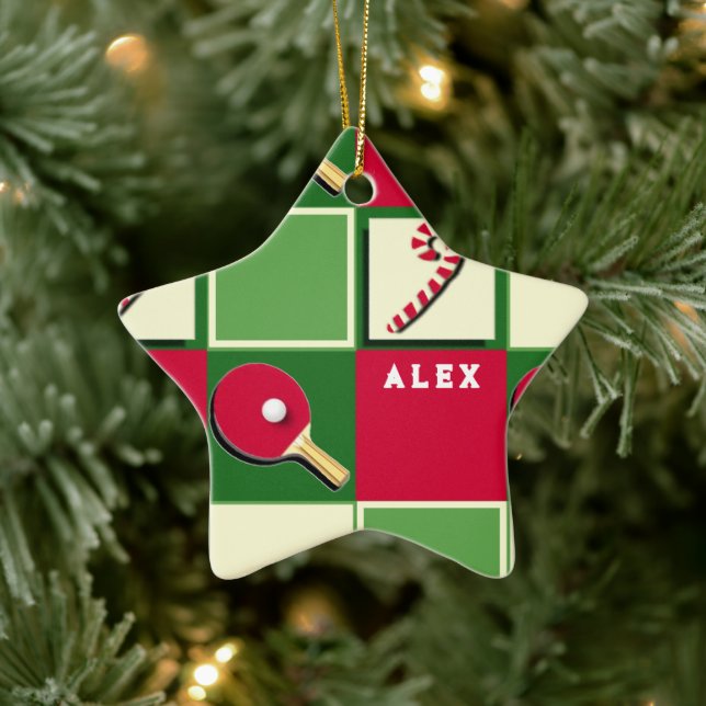Personalised Table Tennis Holiday Gift Ceramic Tree Decoration (Tree)