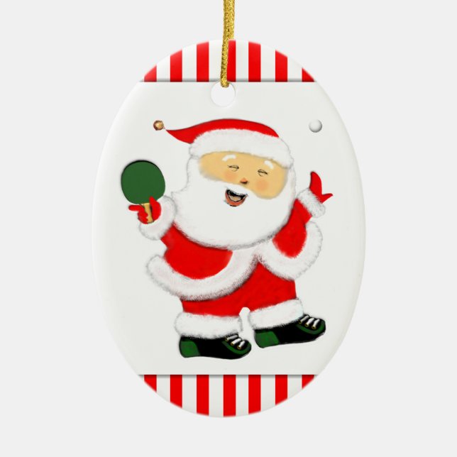 Personalised Table Tennis Holiday Gift Ceramic Tree Decoration (Front)
