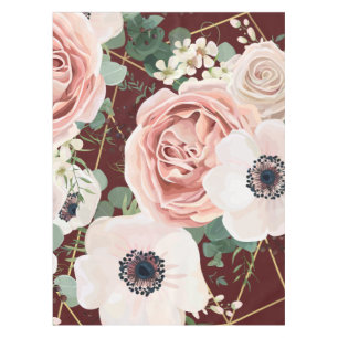 Personalised Tablecloth Geometric Garden Rose Wine