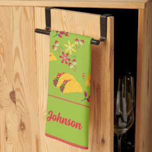 Personalised Taco Fun Green Tea Towel