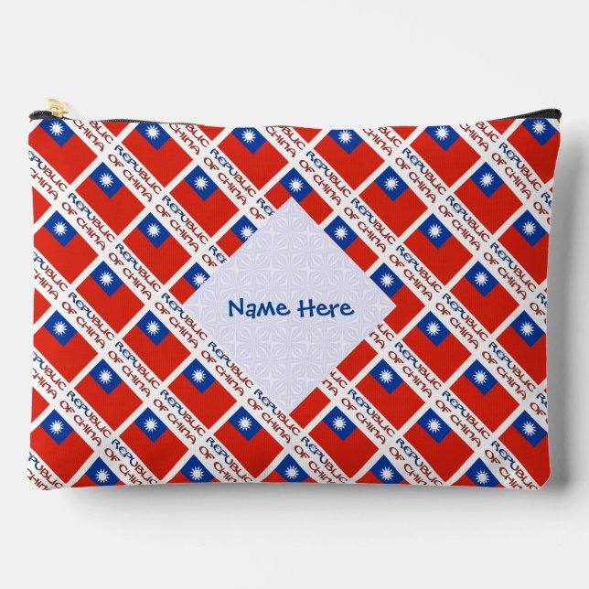 Personalised Taiwan ROC Tiled Ancestry Travel Accessory Pouch (Front)