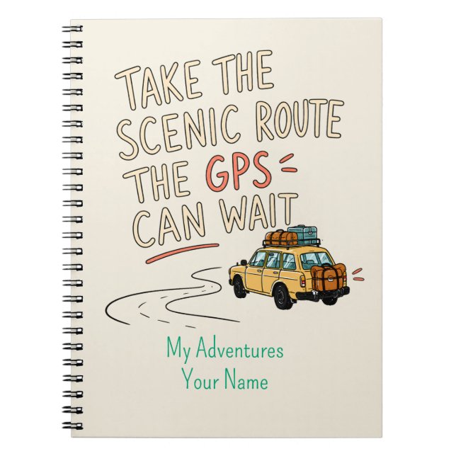 Personalised Take The Scenic Route Notebook (Front)