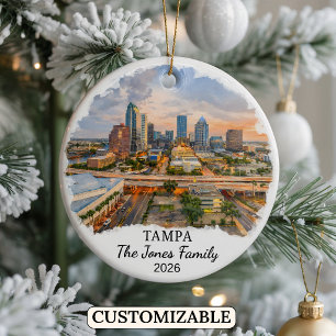 Personalised Tampa Ornament, Custom Florida Ceramic Tree Decoration