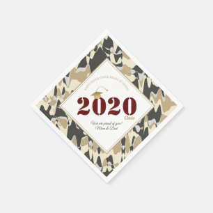 Personalised Tan Camouflage Pattern Graduation Napkin