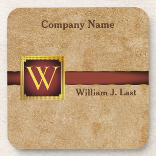 Personalised Tan Chamois Faux Leather Coaster