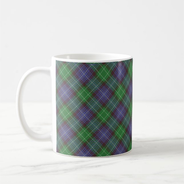  Personalised Tan Doodle Dog Blue Green Plaid  Coffee Mug (Left)
