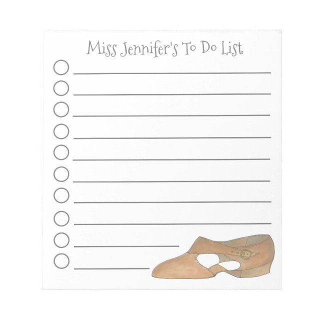 Personalised Tan Lyrical Modern Dance Teacher Gift Notepad (Front)