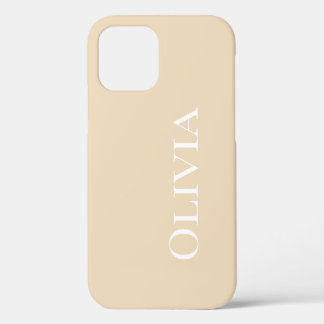 Personalised Tan Modern White Typography iPhone 12 Pro Case