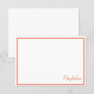 Personalised Tangerine and White Note Cards