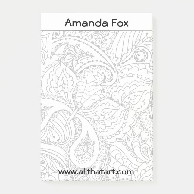 Personalised Tangle Doodle Colouring Page Notepad (Front)