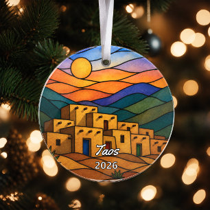 Personalised Taos Acrylic Ornament, Custom New Mex Ornament