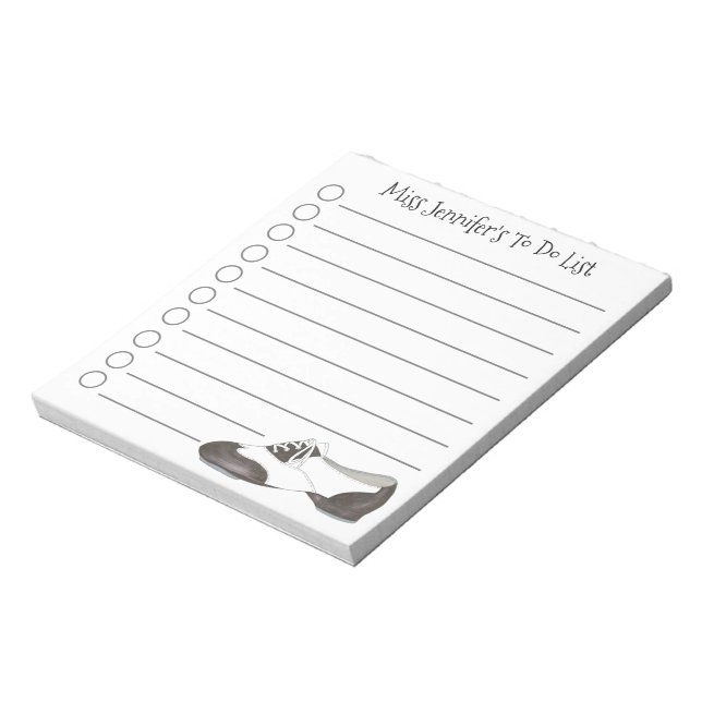 Personalised Tap Shoe Tapdance Dance Teacher Gift Notepad (Rotated)