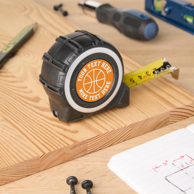 Personalised tape measure with basketball logo 1 (Woodwork)