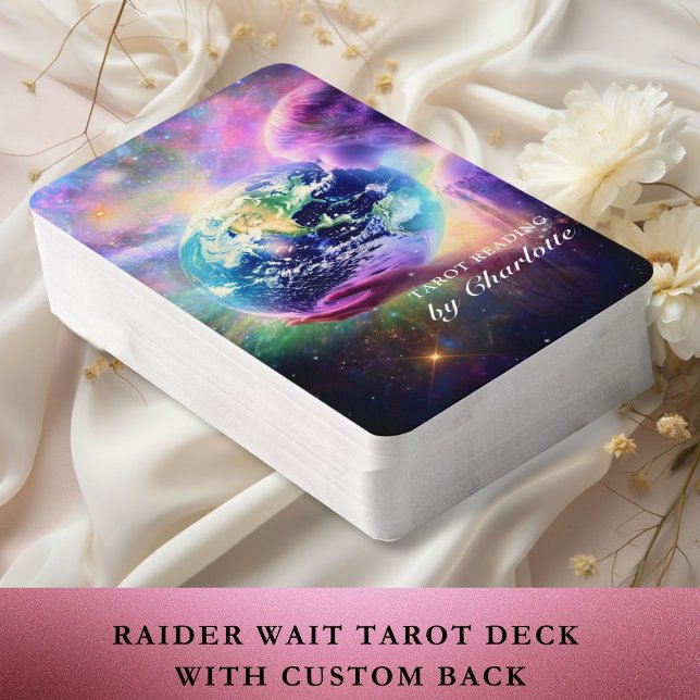 Personalised Tarot Cards - Universe-Woman (Customer specific, Raider Waite Tarot Deck with your Name, text or Message. Woman, Universe.)