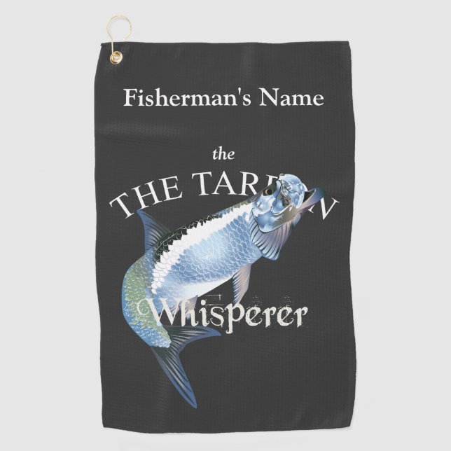 Personalised Tarpon Whisperer Dark Fishing Towel (Front)