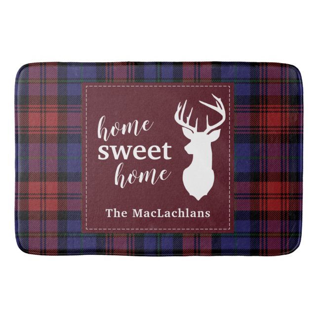 Personalised Tartan Christmas Clan MacLachlan Bath Mat (Front)