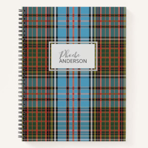 Personalised Tartan Clan Anderson Plaid Pattern Notebook