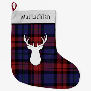 Personalised Tartan Clan MacLachlan Plaid Large Christmas Stocking