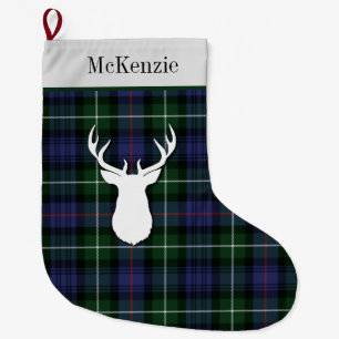 Personalised Tartan Clan McKenzie Plaid Large Christmas Stocking