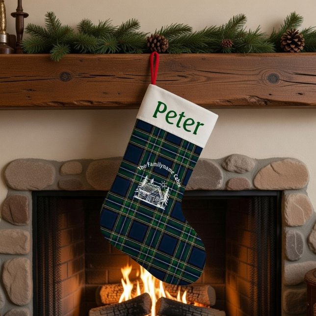 Personalised Tartan Family Cabin Christmas  Small Christmas Stocking (Creator Uploaded)