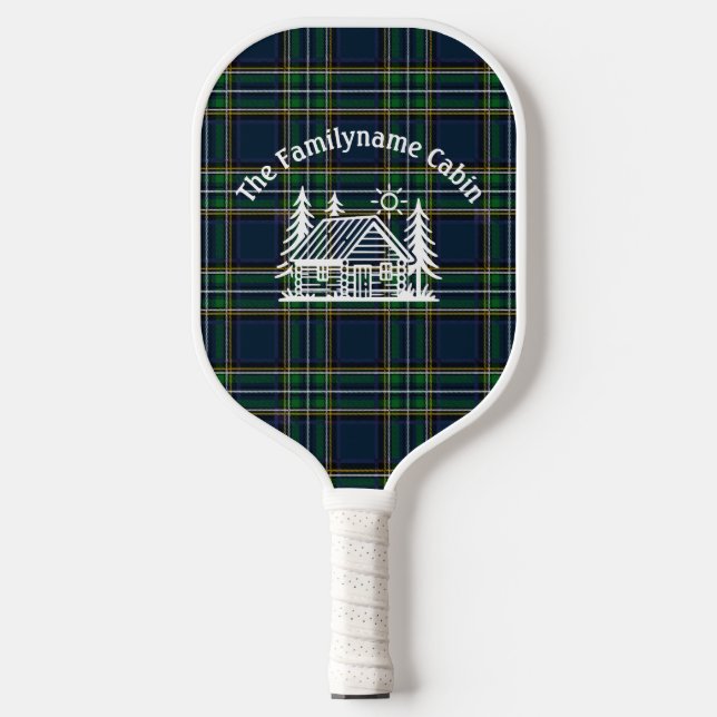 Personalised Tartan Family Cabin Pickleball Paddle (Front)
