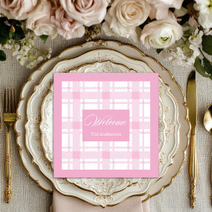 Personalised Tartan Napkins Elegant Pink Design