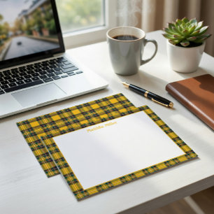 Personalised Tartan Note Card with Plaid Backgroun