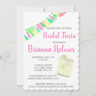 Personalised Tassel Papel Picado Pink Green Fiesta Invitation