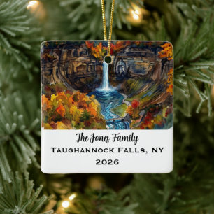 Personalised Taughannock Falls, NY Xmas Ceramic Ornament